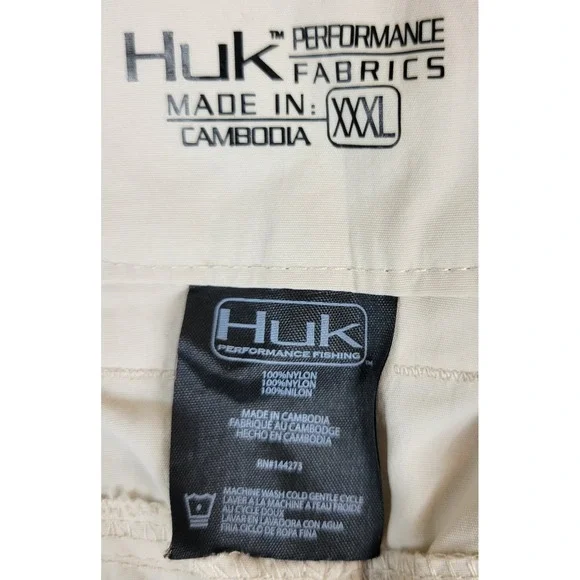 Huk Rogue 18 Performance Fishing Shorts Mens XXXL Bone Beige Nylon H2000083 NWT - Picture 7 of 10